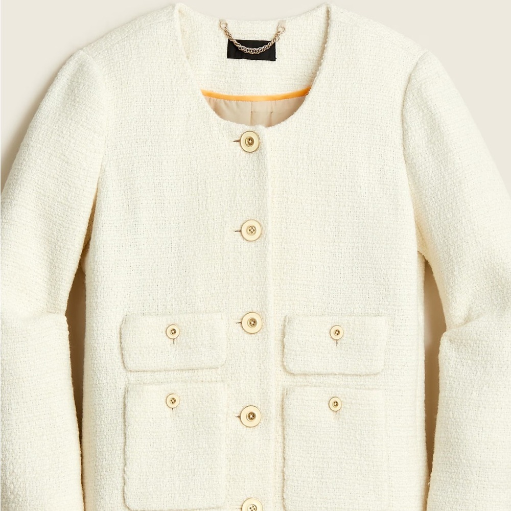 NWT J Crew Lady Jacket Maritime tweed ivory size 8